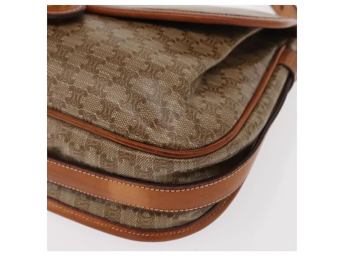 Céline Borsa a Spalla in Tela Macadam CELINE PVC Beige Oro Auth ka119 D'oro - vista 15