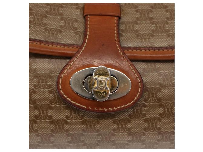 Céline Borsa a Spalla in Tela Macadam CELINE PVC Beige Oro Auth ka119 D'oro - vista 18