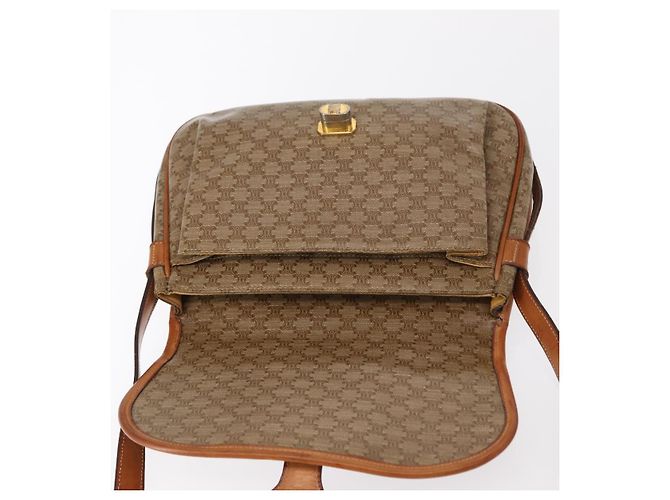 Céline Borsa a Spalla in Tela Macadam CELINE PVC Beige Oro Auth ka119 D'oro - vista 19