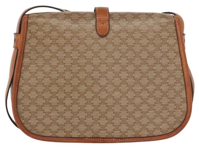Céline Borsa a Spalla in Tela Macadam CELINE PVC Beige Oro Auth ka119 D'oro - vista 2