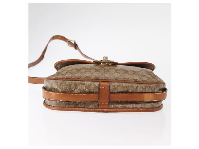 Céline Borsa a Spalla in Tela Macadam CELINE PVC Beige Oro Auth ka119 D'oro - vista 6
