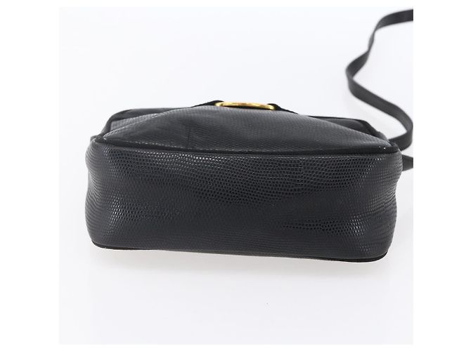Borsa a Spalla Vala in Pelle Nera e Oro Salvatore Ferragamo Auth BA7980 Nero D'oro - vista 5