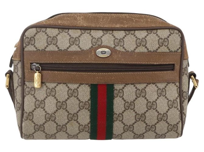 Gucci Borsa Sherry Line GG Supreme Web in PVC beige e oro 98 02 004 Auth BA7967 D'oro - vista 13