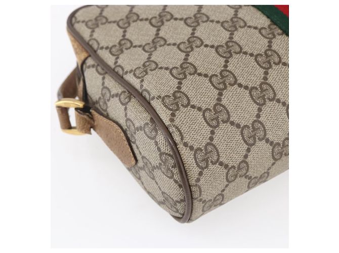 Gucci Borsa Sherry Line GG Supreme Web in PVC beige e oro 98 02 004 Auth BA7967 D'oro - vista 17