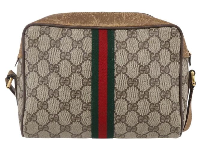 Gucci Borsa Sherry Line GG Supreme Web in PVC beige e oro 98 02 004 Auth BA7967 D'oro - vista 2