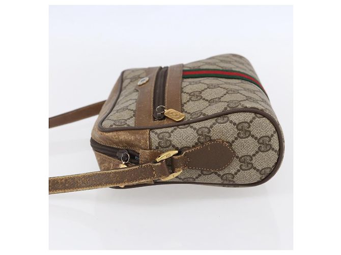 Gucci Borsa Sherry Line GG Supreme Web in PVC beige e oro 98 02 004 Auth BA7967 D'oro - vista 3