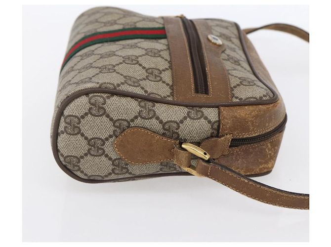 Gucci Borsa Sherry Line GG Supreme Web in PVC beige e oro 98 02 004 Auth BA7967 D'oro - vista 4