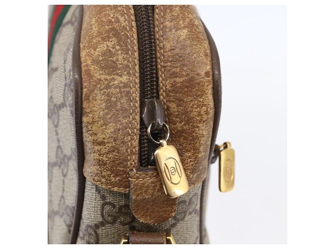 Gucci Borsa Sherry Line GG Supreme Web in PVC beige e oro 98 02 004 Auth BA7967 D'oro - vista 9