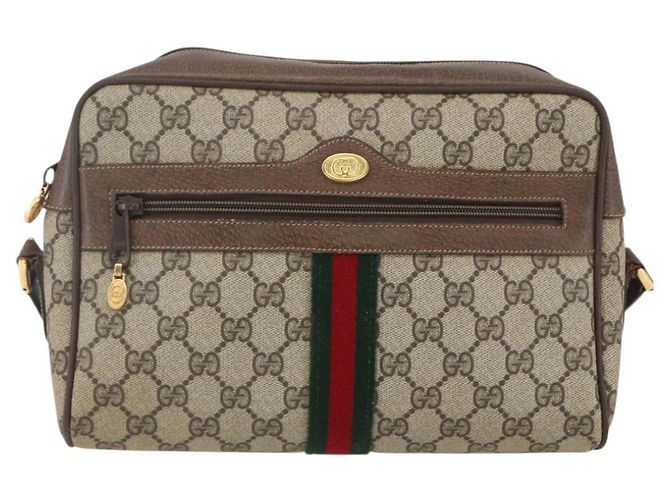Borsa Sherry Line GG Supreme Web di GUCCI in PVC beige e oro 14 02 005 Auth BA7798 D'oro - vista 13