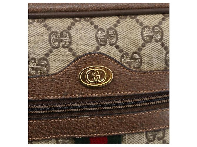 Borsa Sherry Line GG Supreme Web di GUCCI in PVC beige e oro 14 02 005 Auth BA7798 D'oro - vista 18