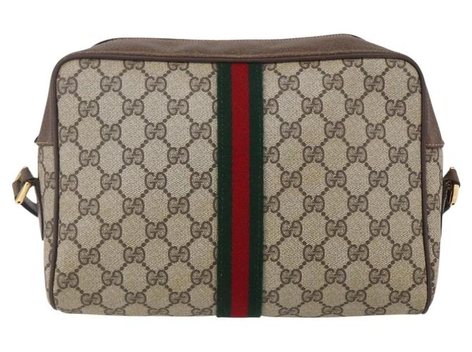 Borsa Sherry Line GG Supreme Web di GUCCI in PVC beige e oro 14 02 005 Auth BA7798 D'oro - vista 2