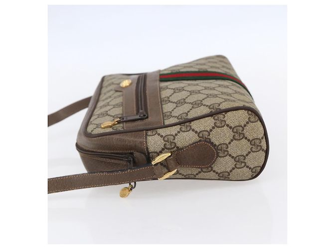Borsa Sherry Line GG Supreme Web di GUCCI in PVC beige e oro 14 02 005 Auth BA7798 D'oro - vista 3