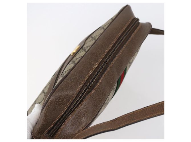 Borsa Sherry Line GG Supreme Web di GUCCI in PVC beige e oro 14 02 005 Auth BA7798 D'oro - vista 6