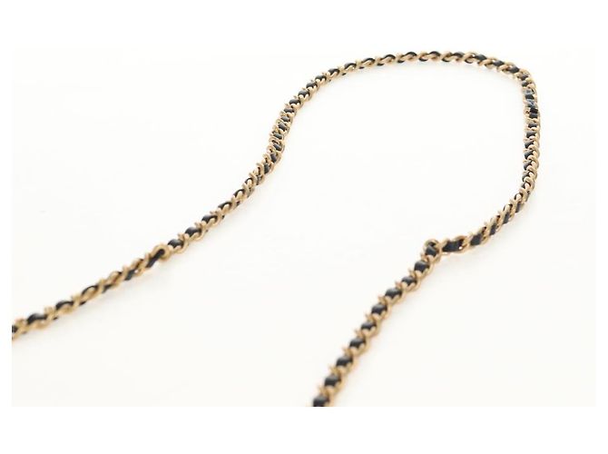 CHANEL Borsa a Catena Matelassé con Charm Perla Pelle di Agnello Nero Oro CC Auth 146362SM D'oro - vista 14