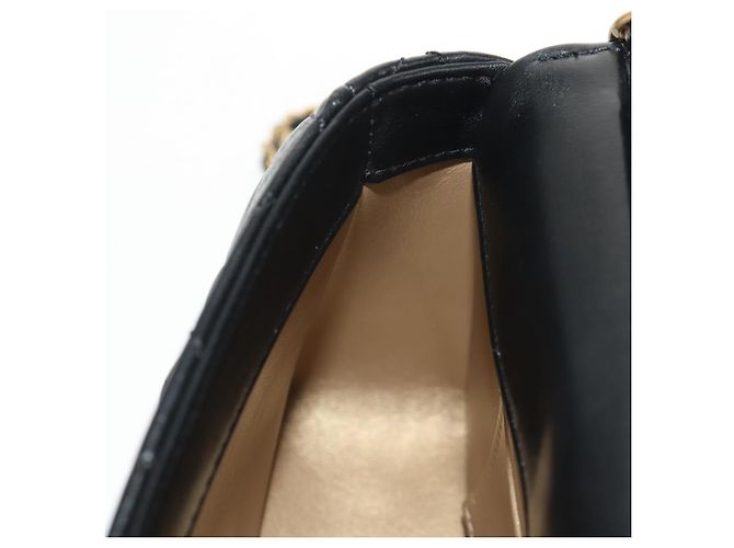 CHANEL Borsa a Catena Matelassé con Charm Perla Pelle di Agnello Nero Oro CC Auth 146362SM D'oro - vista 24