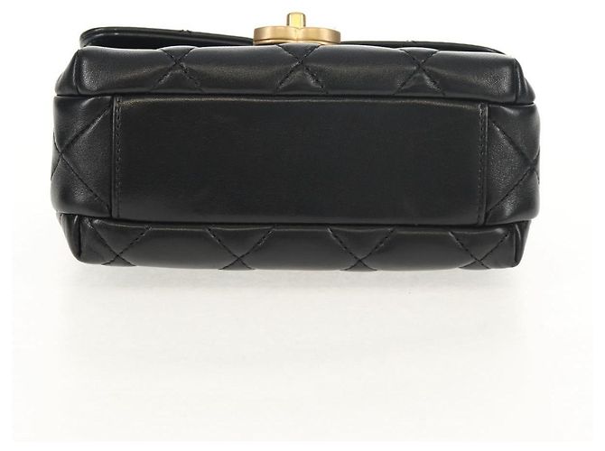 CHANEL Borsa a Catena Matelassé con Charm Perla Pelle di Agnello Nero Oro CC Auth 146362SM D'oro - vista 5
