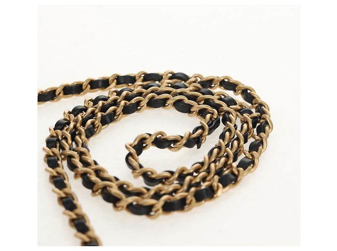 CHANEL Borsa a Catena Matelassé con Charm Perla Pelle di Agnello Nero Oro CC Auth 146362SM D'oro - vista 8
