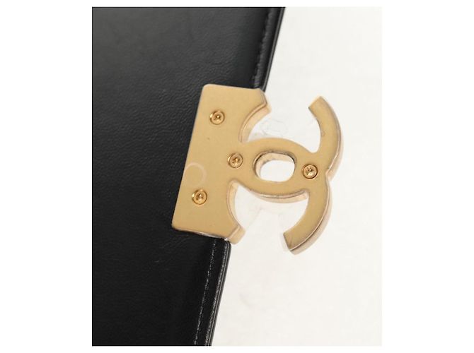 CHANEL Borsa a Catena Matelassé con Charm Perla Pelle di Agnello Nero Oro CC Auth 146362SM D'oro - vista 9