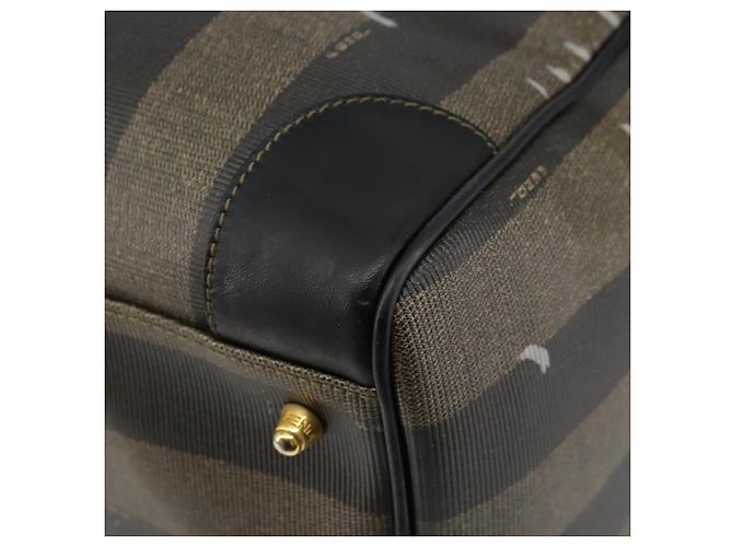 Pequin Borsa Boston in tela Pecan FENDI PVC Nero Marrone Auth 144142 - vista 17