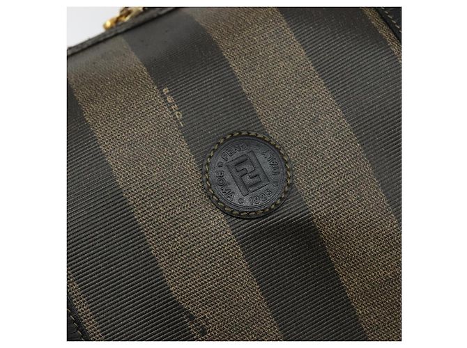 Pequin Borsa Boston in tela Pecan FENDI PVC Nero Marrone Auth 144142 - vista 19