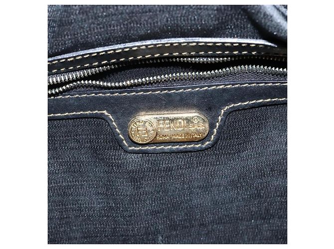Pequin Borsa Boston in tela Pecan FENDI PVC Nero Marrone Auth 144142 - vista 20
