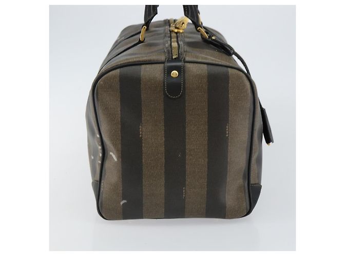 Pequin Borsa Boston in tela Pecan FENDI PVC Nero Marrone Auth 144142 - vista 3