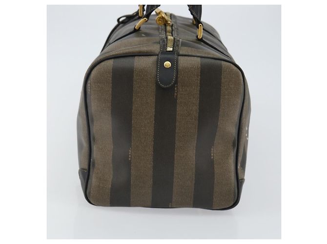 Pequin Borsa Boston in tela Pecan FENDI PVC Nero Marrone Auth 144142 - vista 4