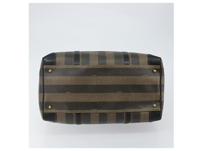 Pequin Borsa Boston in tela Pecan FENDI PVC Nero Marrone Auth 144142 - vista 5