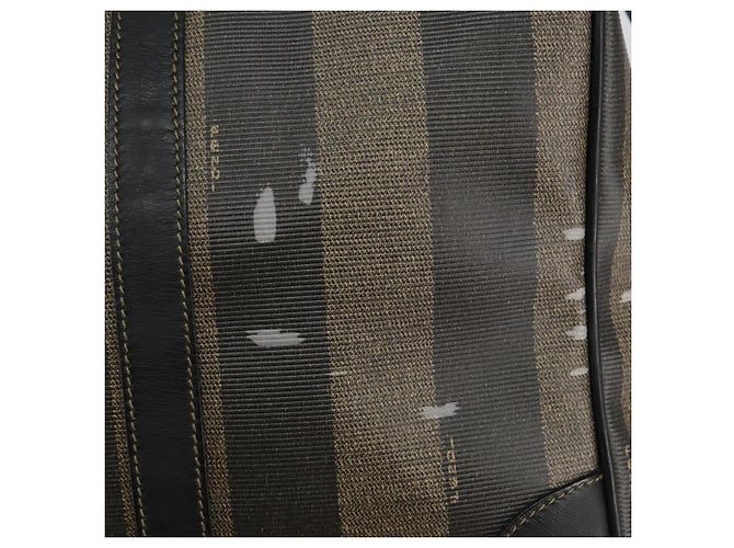 Pequin Borsa Boston in tela Pecan FENDI PVC Nero Marrone Auth 144142 - vista 8