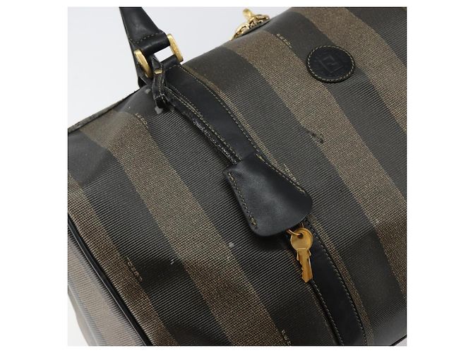 Pequin Borsa Boston in tela Pecan FENDI PVC Nero Marrone Auth 144142 - vista 9