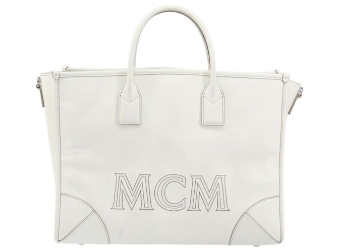 Borsa MCM in pelle bianca e oro Auth mr1564 Bianco D'oro - vista 13