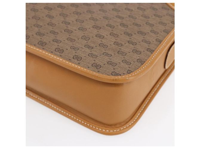 Gucci Borsa a Spalla Micro GG Supreme PVC Beige Oro 001 256 1308 Auth BA7785 D'oro - vista 14