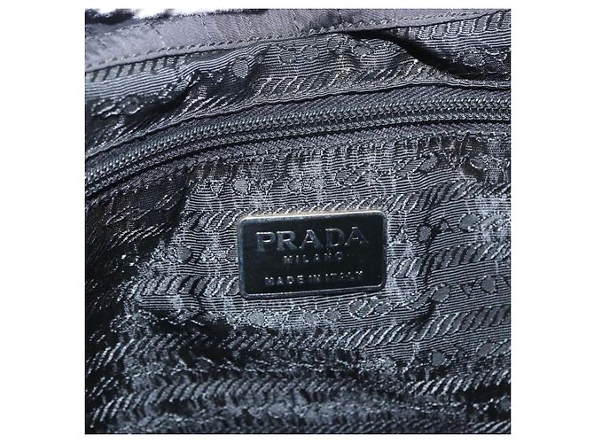 PRADA Bolsa de mão em nylon preto prata Auth ka079 - vista 19