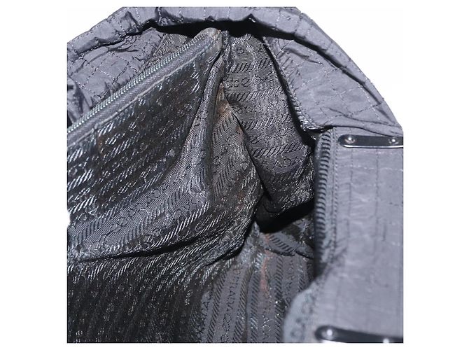 PRADA Bolsa de mão em nylon preto prata Auth ka079 - vista 23