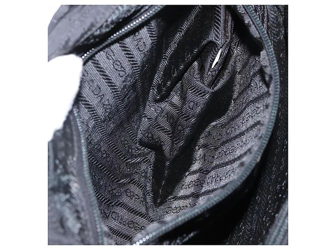 PRADA Bolsa de mão em nylon preto prata Auth ka079 - vista 24