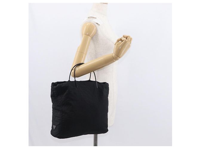 PRADA Bolsa de mão em nylon preto prata Auth ka079 - vista 25