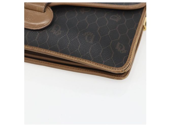 Borsa a spalla in tela a nido d'ape PVC nera e dorata Christian Dior Auth 155933 - vista 10