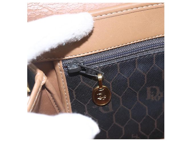 Borsa a spalla in tela a nido d'ape PVC nera e dorata Christian Dior Auth 155933 - vista 14