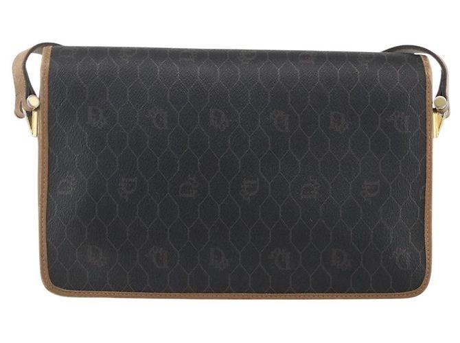 Borsa a spalla in tela a nido d'ape PVC nera e dorata Christian Dior Auth 155933 - vista 3