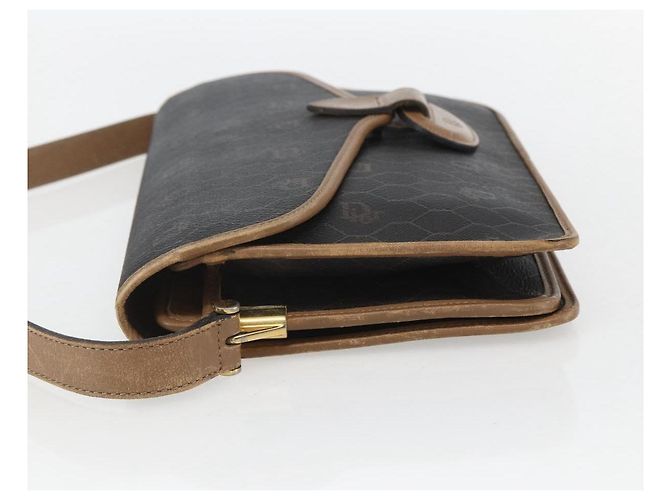 Borsa a spalla in tela a nido d'ape PVC nera e dorata Christian Dior Auth 155933 - vista 4