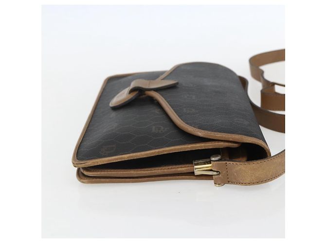Borsa a spalla in tela a nido d'ape PVC nera e dorata Christian Dior Auth 155933 - vista 5