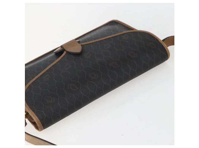 Borsa a spalla in tela a nido d'ape PVC nera e dorata Christian Dior Auth 155933 - vista 6