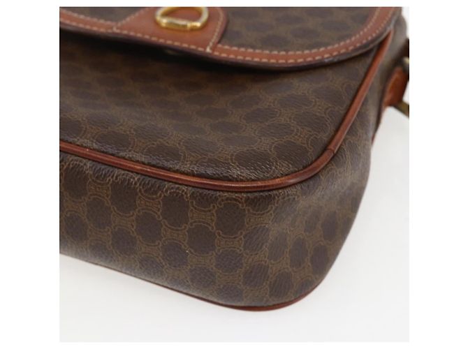 Céline Borsa a Spalla in Tela Macadam CELINE in Pelle PVC Marrone Oro Auth 157769 D'oro - vista 10