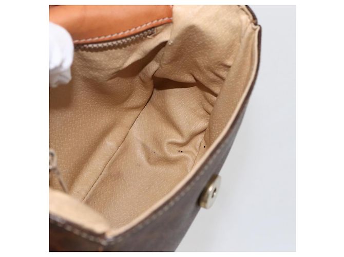 Céline Borsa a Spalla in Tela Macadam CELINE in Pelle PVC Marrone Oro Auth 157769 D'oro - vista 18
