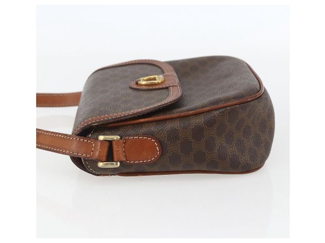 Céline Borsa a Spalla in Tela Macadam CELINE in Pelle PVC Marrone Oro Auth 157769 D'oro - vista 4