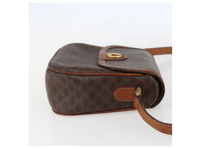 Céline Borsa a Spalla in Tela Macadam CELINE in Pelle PVC Marrone Oro Auth 157769 D'oro - vista 5