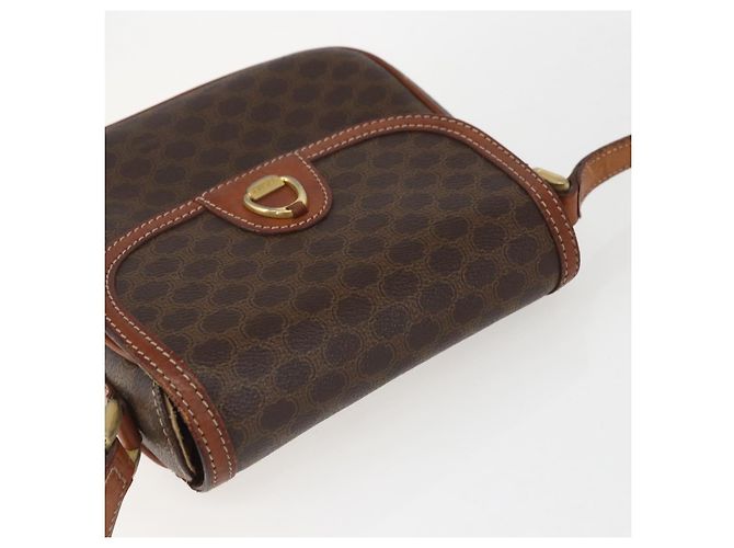 Céline Borsa a Spalla in Tela Macadam CELINE in Pelle PVC Marrone Oro Auth 157769 D'oro - vista 6