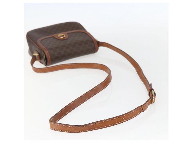 Céline Borsa a Spalla in Tela Macadam CELINE in Pelle PVC Marrone Oro Auth 157769 D'oro - vista 7