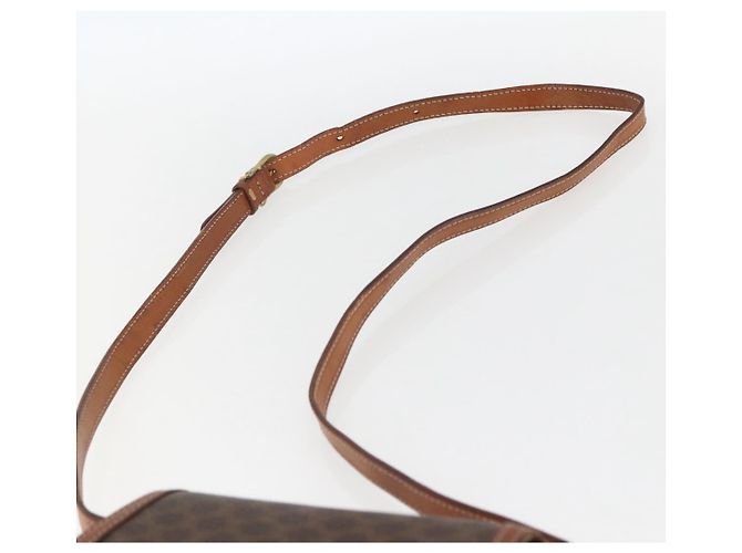 Céline Borsa a Spalla in Tela Macadam CELINE in Pelle PVC Marrone Oro Auth 157769 D'oro - vista 8