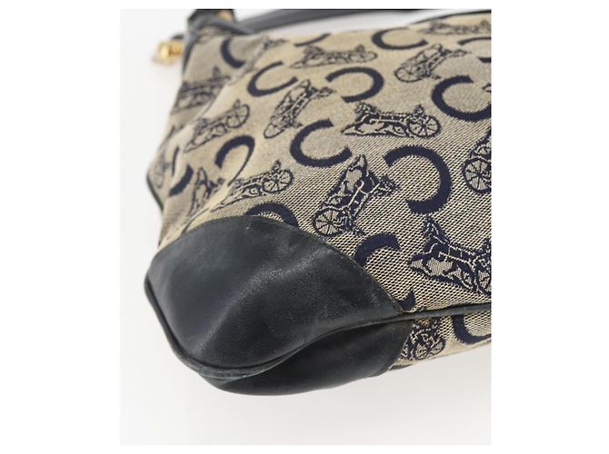 Céline Borsa a Spalla Celine C Sulky Blu Navy Oro Auth 157624 D'oro - vista 13